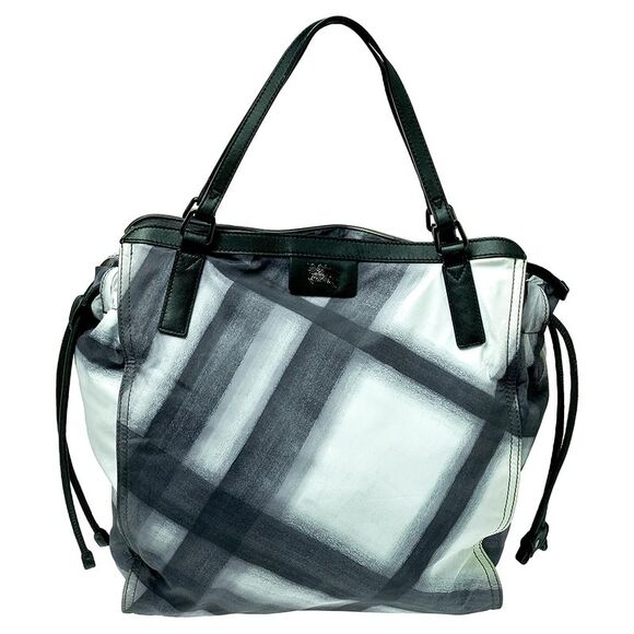 Burberry Black Smoked Check Nylon and Leather Buckleigh Tote - Picture 1 of 4
